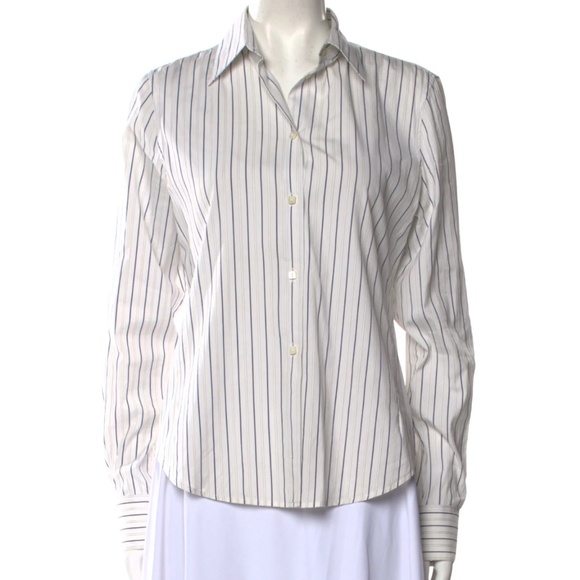 Loro Piana Striped Long Sleeve Button-Up Top IT 42 - Picture 1 of 11